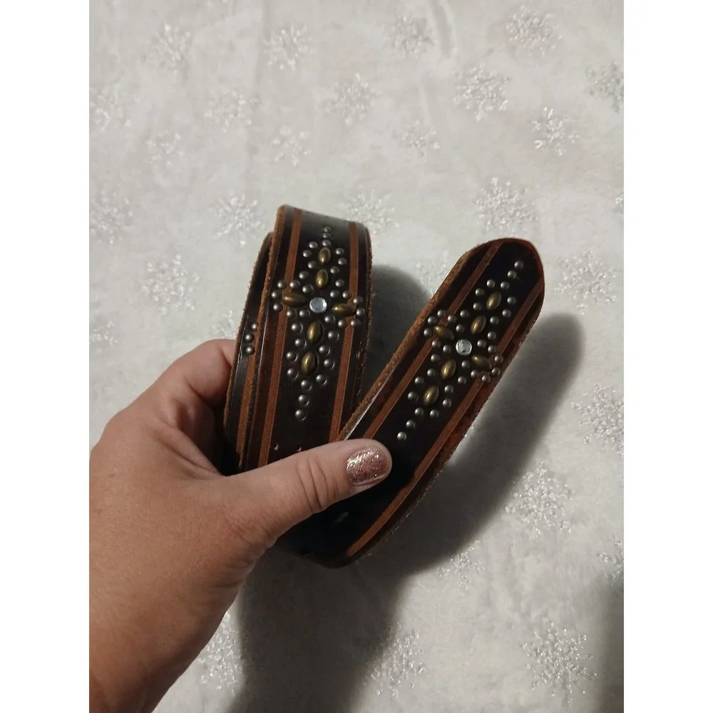 Genuine Leather studded belt size medium